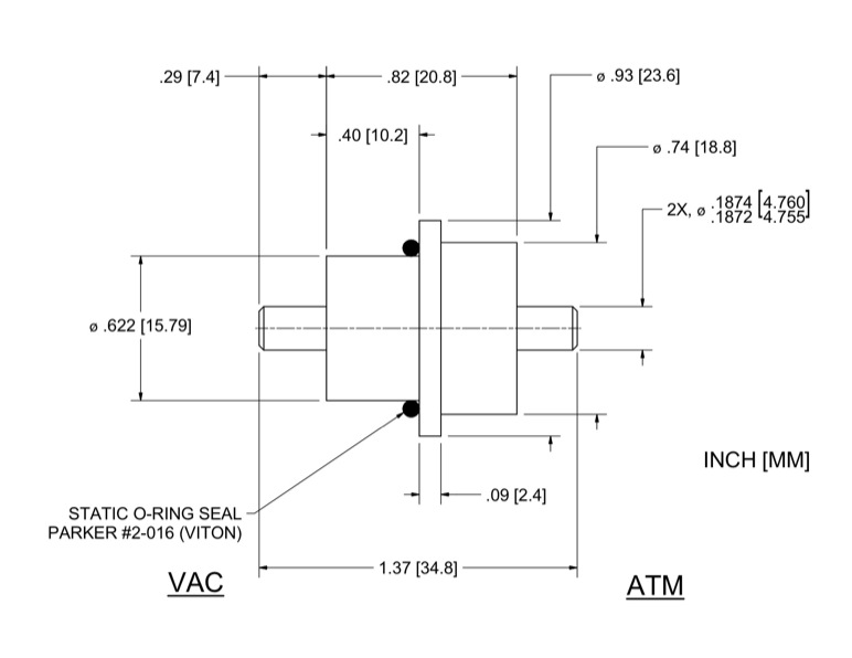 Feedthrough Model SS-188-SLES (part number 103073) dimensional specifications drawing