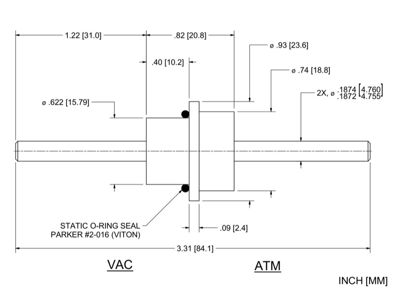Feedthrough Model SS-188-SLES (part number 103074) dimensional specifications drawing