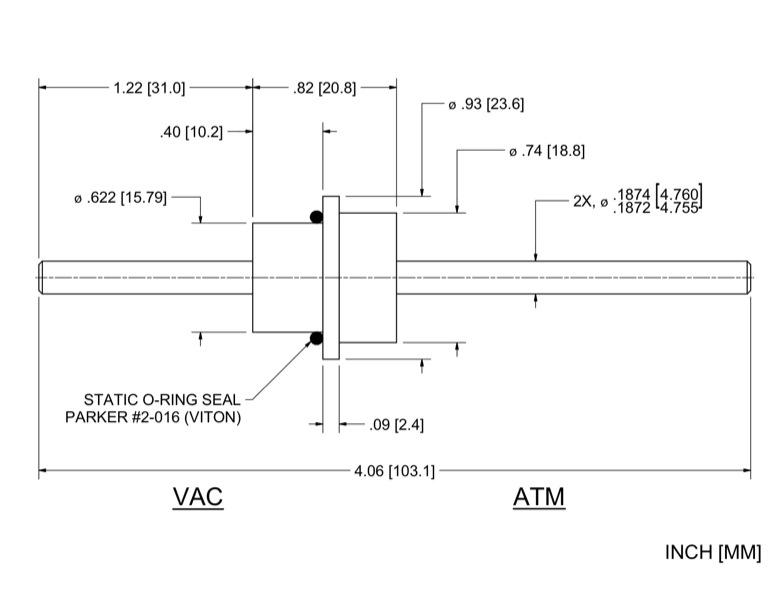 Feedthrough Model SS-188-SLES (part number 103075) dimensional specifications drawing