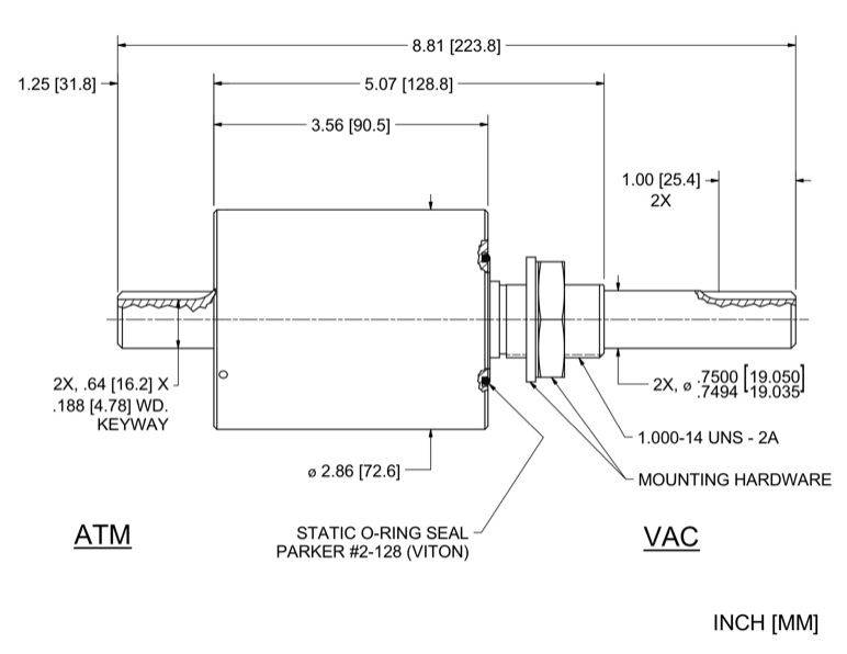 Feedthrough Model SS-750-SLAE (part number 103193) dimensional specifications drawing