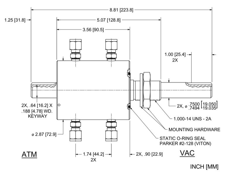 Feedthrough Model SS-750-SLAEW (part number 103206) dimensional specifications drawing
