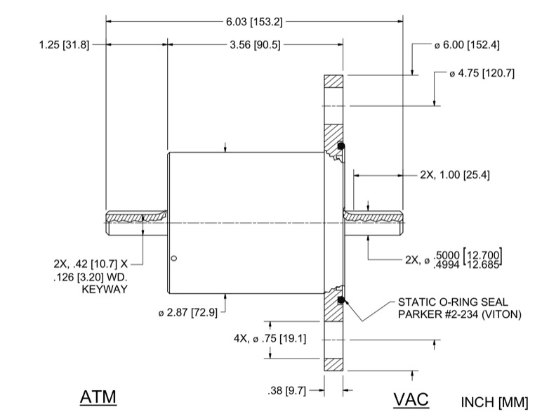 Feedthrough Model SS-500-SLFA (part number 103244) dimensional specifications drawing