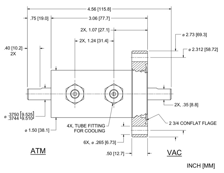 Feedthrough Model SS-375-SLCBW (part number 103912) dimensional specifications drawing