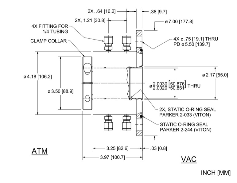 Feedthrough Model HS-2000-SLFBCW (part number 103921) dimensional specifications drawing