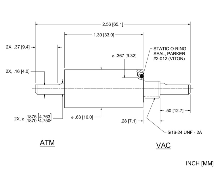 Feedthrough Model SS-188-SLAA (part number 103971) dimensional specifications drawing
