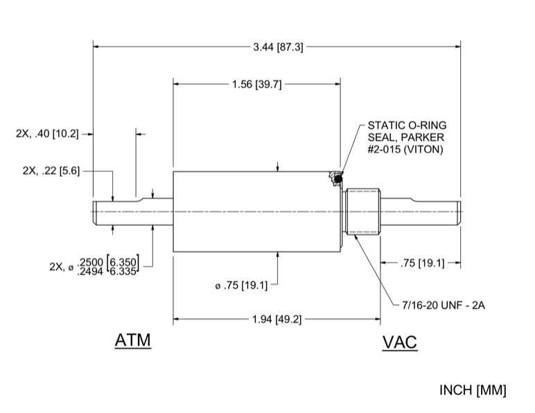 Feedthrough Model SS-250-SLAB (part number 103978) dimensional specifications drawing