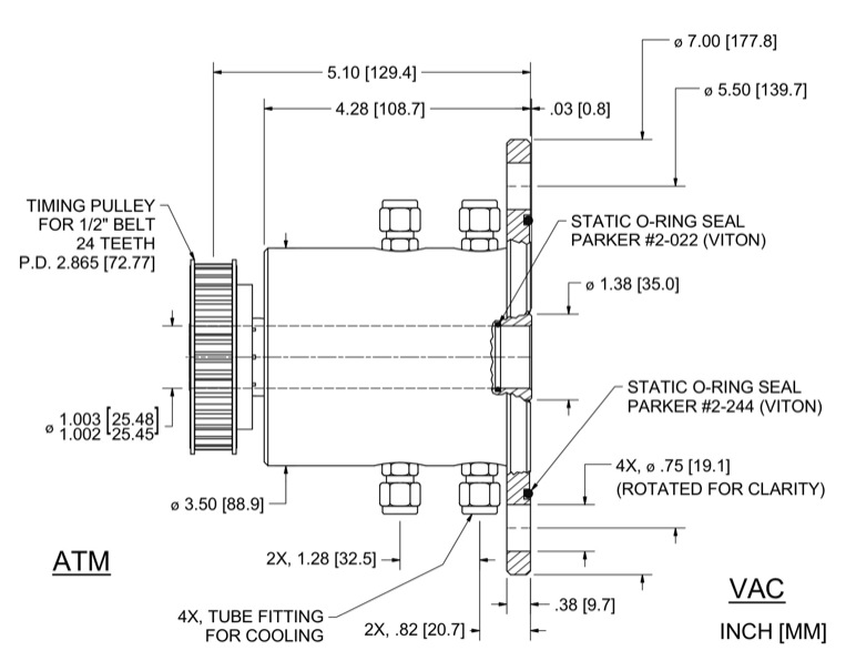 Feedthrough Model HS-1000-CFFBWP (part number 107423) dimensional specifications drawing