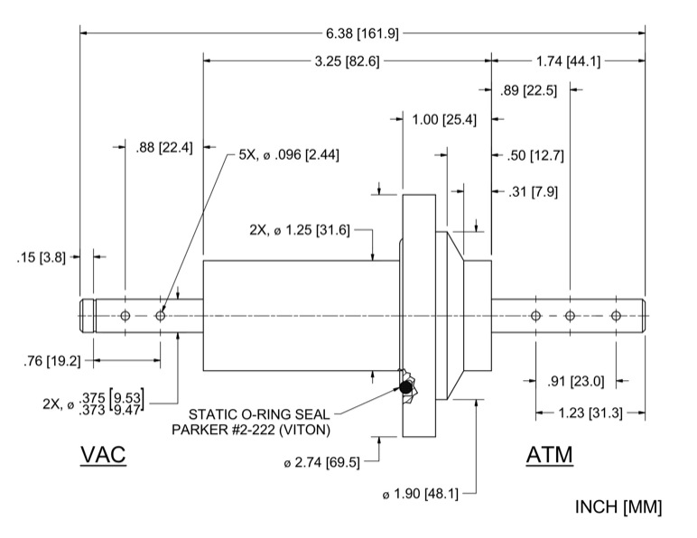 Feedthrough Model SS-375-SLES (part number 114892) dimensional specifications drawing