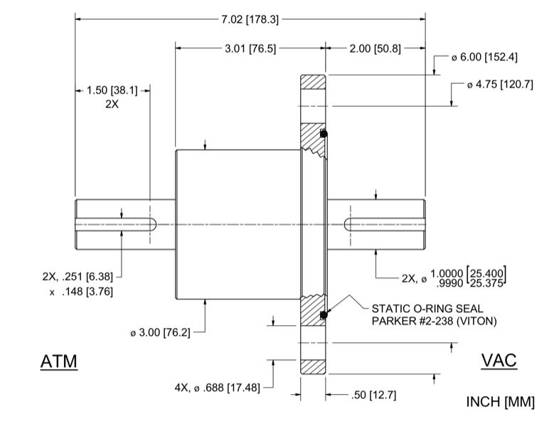Feedthrough Model SS-1000-SLFA (part number 121152) dimensional specifications drawing