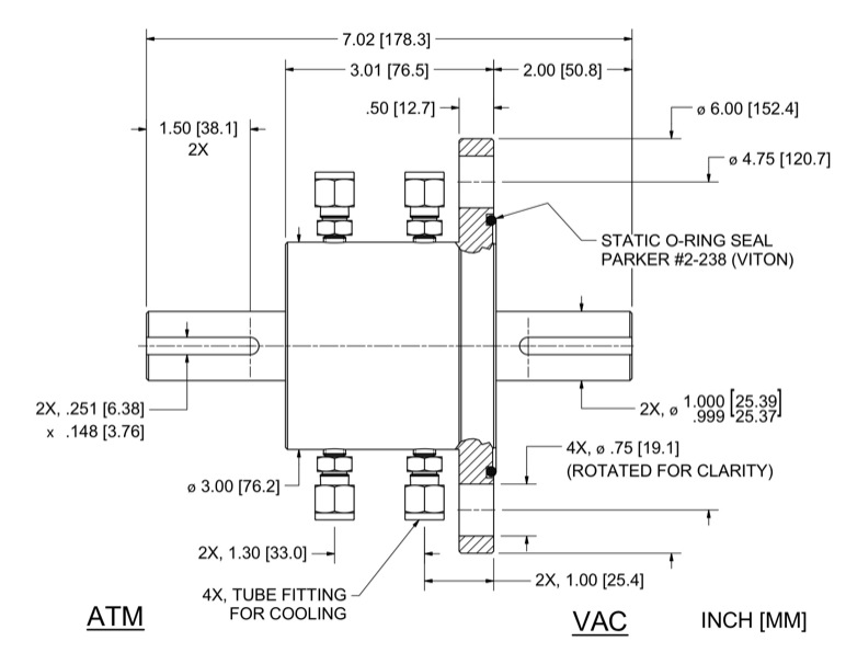Feedthrough Model SS-1000-SLFAW (part number 121159) dimensional specifications drawing