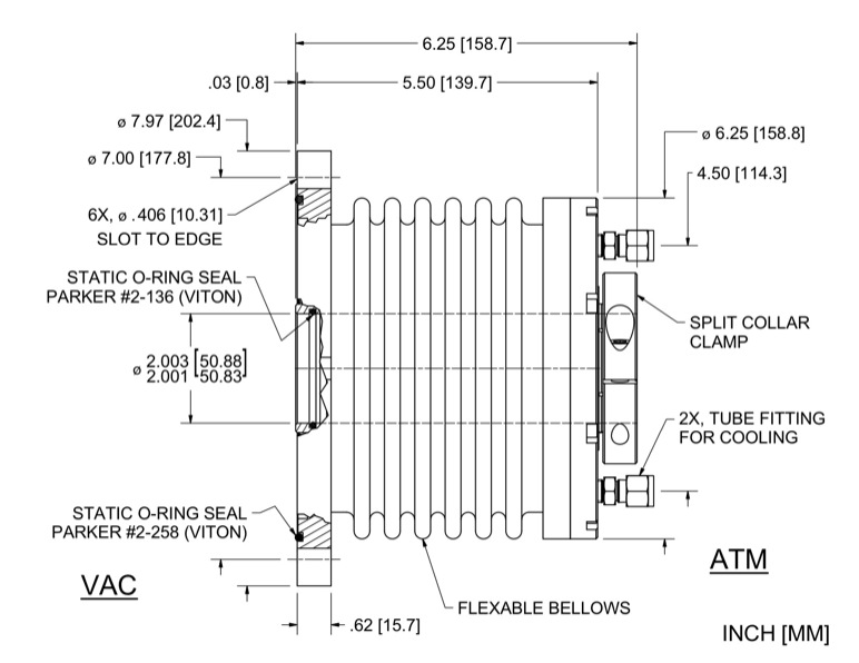 Feedthrough Model CM-2000-CLFSWC (part number 122151) dimensional specifications drawing