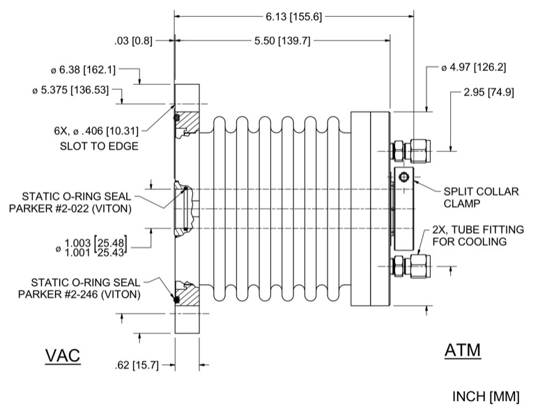 Feedthrough Model CM-1000-CLFSWC (part number 132122) dimensional specifications drawing