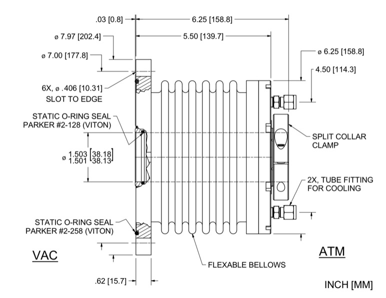 Feedthrough Model CM-1500-CLFSWC (part number 132123) dimensional specifications drawing