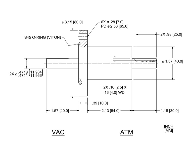 Feedthrough Model SFL-012-NN (part number 133568) dimensional specifications drawing