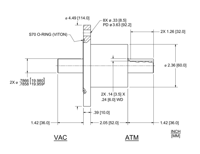 Feedthrough Model SFL-020-NN (part number 133569) dimensional specifications drawing
