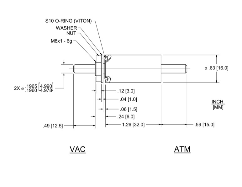 Feedthrough Model SSL-005-NN (part number 133601) dimensional specifications drawing